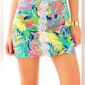 Lilly Pulitzer Rhea Tropical Skort Casa Banana Tropical Print Vacation Skirt, 12